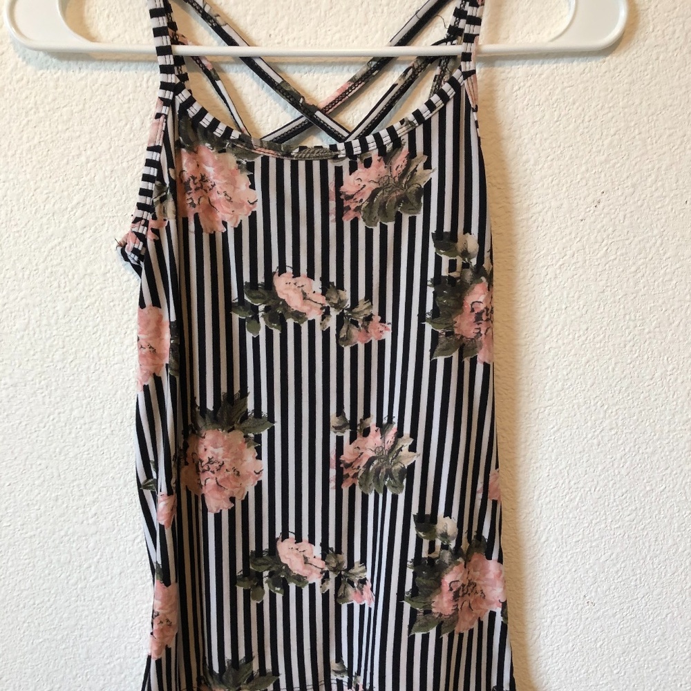 striped/ floral tank